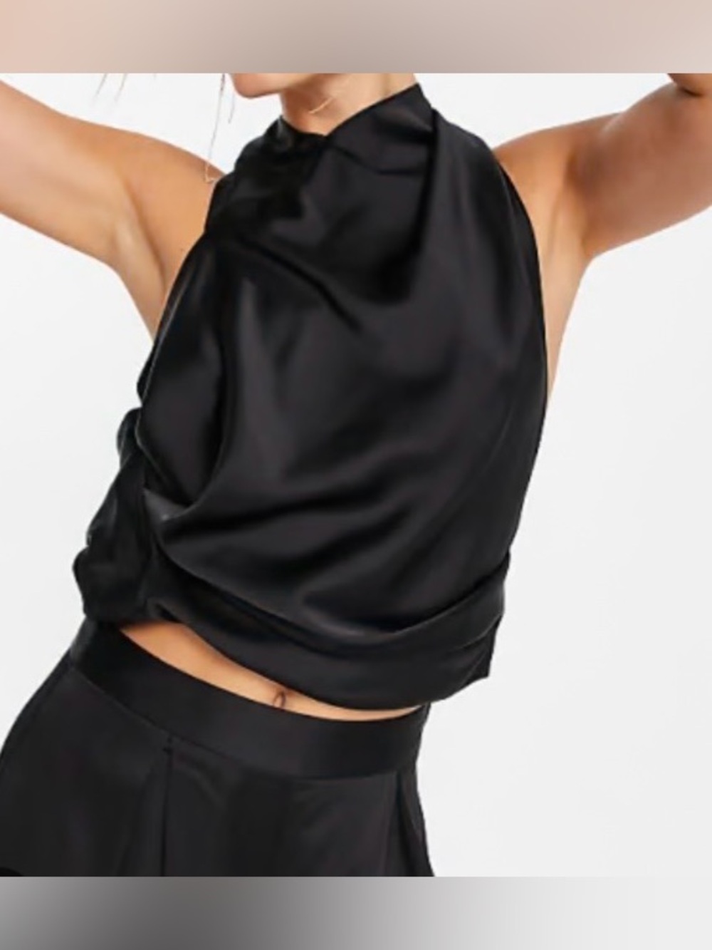 ASOS Black Satin Halter Camisole Size 4